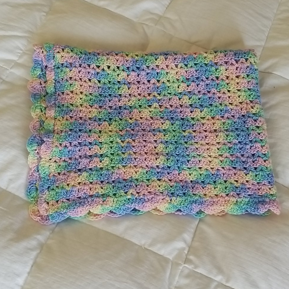 Homemade Hand knit baby blanket Multicolor